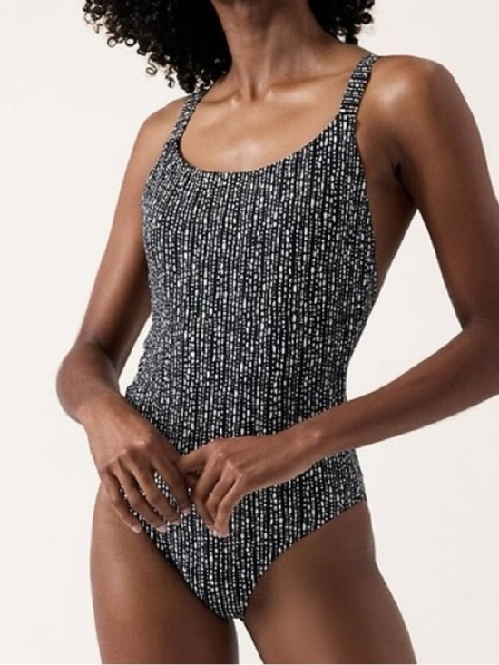 Athleta Other - Athleta Hermosa One Piece Swimsuit Size Large Pet Black White Dot Print Low Back